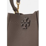 Tory Burch MCGRAW SMALL BUCKET BAG - Handbag - silver maple/brown