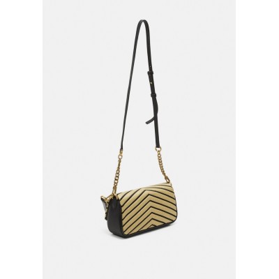 Tory Burch KIRA CHEVRON SOFT SMALL FLAP SHOULDER - Handbag - natural/black/sand