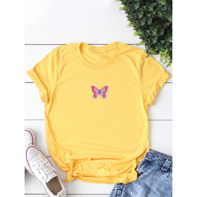 Women Other | Butterfly Print Short Sleeve O-neck T-shirt For Women - RY26007