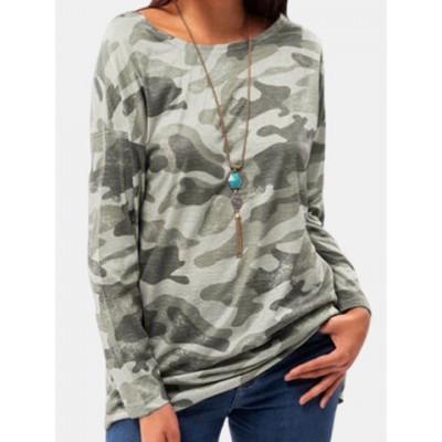 Women Other | Camouflage Printed Long Sleeve O-enck T-shirt For Women - LG78670