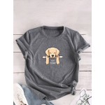 Women Other | Cartoon Dog Print Short Sleeve O-neck T-Shirt For Women - CH63829