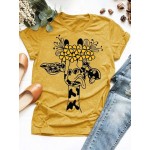 Women Other | Cartoon Giraffe Printed Short Sleeve O-enck T-shirt For Women - PO57228