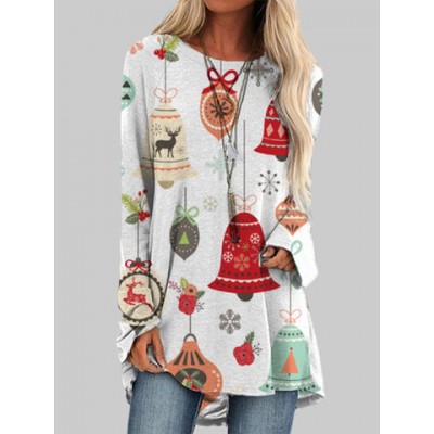 Women Other | Christmas Prints Long Sleeves O-neck Casual T-shirt For Women - FJ79885