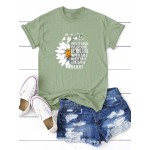 Women Other | Daisy Letter Butterfly Print Short Sleeve T-shirt For Women - QS60609