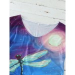 Women Other | Dragonfly Landscape Prints V-neck Short Sleeve Women Casual T-Shirt - MO55459