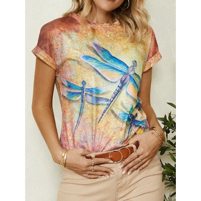Women Other | Dragonfly Printed Casual Long Sleeve T-Shirt For Women - GZ96323