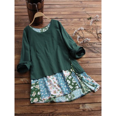 Women Other | Fake Two Pieces Floral Print Long Sleeve Blouse For Women - YR57811
