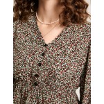Women Other | Floral Print Button V-neck Long Sleeve Blouse For Women - CI52129