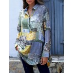 Women Other | Floral Print Loose Lapel Long Sleeve Button Blouse - VN47238