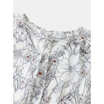 Women Other | Floral Print V-neck Lantern Sleeve Knotted Women Blouse - XK47937