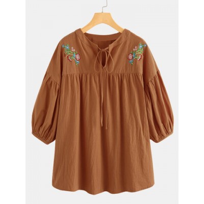 Women Other | Flower Embroidery Puff Sleeves Casual T-shirt For Women - GB65965