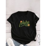Women Other | Flower Print O-neck Short Sleeve Casual T-Shirt For Women - AK99111