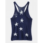 Women Other | Holiday Knitted V-neck Sleeveless Stars Print Tank Top - RT22865