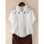 Women Other | Lace Patchwork Embroidery Hollow Short Sleeve Shirt For Women - VI55375