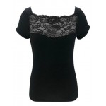 Women Other | Lace Spliced Short Sleeves Casual T-shirt For Women - MD54735
