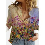 Women Other | Landscape Printed Long Sleeve Turn-down Collar Blouse For Women - GU01880