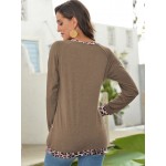 Women Other | Leopard Print Long Sleeves Casual T-shirt With Pocket - XL65996