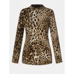 Women Other | Leopard Print O-neck Long Sleeve Casual T-Shirt For Women - AH28845