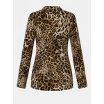 Women Other | Leopard Print O-neck Long Sleeve Casual T-Shirt For Women - AH28845