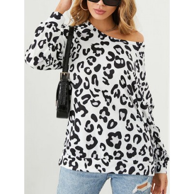 Women Other | Leopard Print O-neck Long Sleeve Casual T-Shirt For Women - EE17716