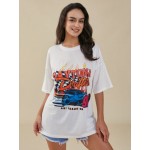 Women Other | Letters Car Graphic Casual Short Sleeve Crew Neck T-shirt - IT52880