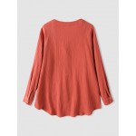 Women Other | Solid Button Long Sleeve V-neck Blouse For Women - PM47196