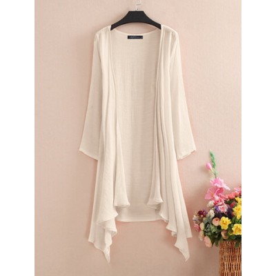 Women Other | Solid Color Long Sleeve Asymmetrical Loose Kimono For Women - UH57117