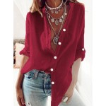 Women Other | Solid Color Long Sleeve Stand Collar Casual Shirt For Women - YO73284