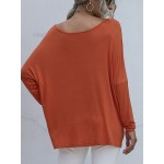 Women Other | Solid Color Long Sleeve V-neck Loose Women Casual T-shirt - NC90508