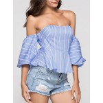 Women Other | Stripe Lantern Short Sleeve Off-shoulder Sexy Blouse for Women - SI86429