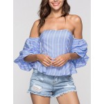 Women Other | Stripe Lantern Short Sleeve Off-shoulder Sexy Blouse for Women - SI86429