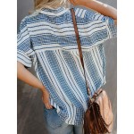 Women Other | Striped Printed Button Turn-down Collar Blouse For Women - WO08830