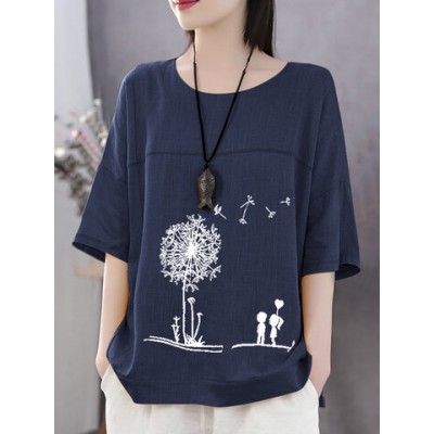 Women Other | Summer Print Flower Casual Short Sleeve Cotton T-Shirt - AA39825