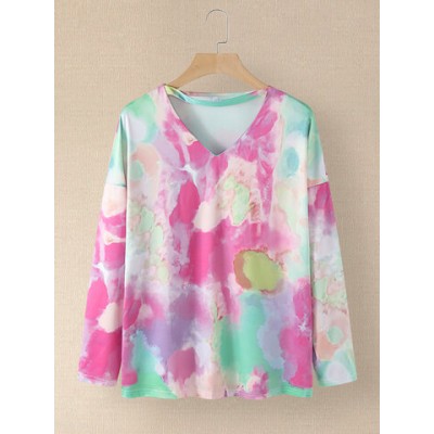 Women Other | Tie Dye Hollow Long Sleeve O-neck T-shirt for Women - NY97938