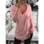 Women Other | V-neck Solid Color Loose Long Sleeve Casual Blouse For Women - JA73992