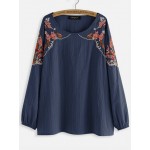 Women Other | Vintage Embroidery Floral Long Sleeve Casual Blouse - HC77049