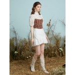 Women Other | Embroidery Ruffle Hem Layered Hollow Zip Mini Skirt - JO43172
