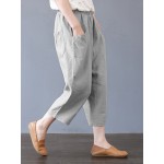 Women Other | Harem Pants Solid Color Loose Cotton Casual Thin Capris - UO39974