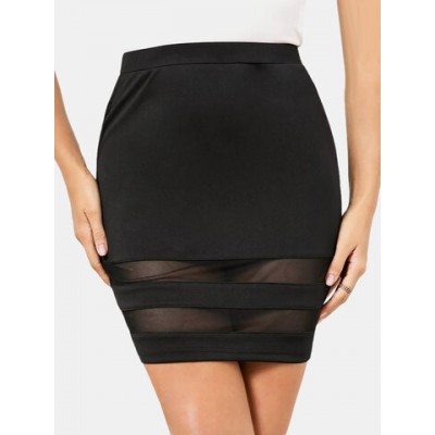 Women Other | Mesh Stitch Solid Mini Skirt For Women - BV72065