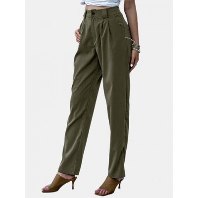 Women Other | Solid Color Casual Zipper Fly Suit Pants For Women - OR04393