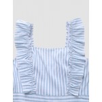 Women Other | Stripe Print Zip Open Back Sleeveless Square Collar Jumpsuit - UH90344