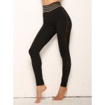 Women Other | Striped Print Mesh Patchwork Base Sport Yoga Famous Tiktok Leggings for Women - SI07864