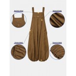Women Other | Women Corduroy Solid Color Casual Jumpsuit With Pockets - CU73196