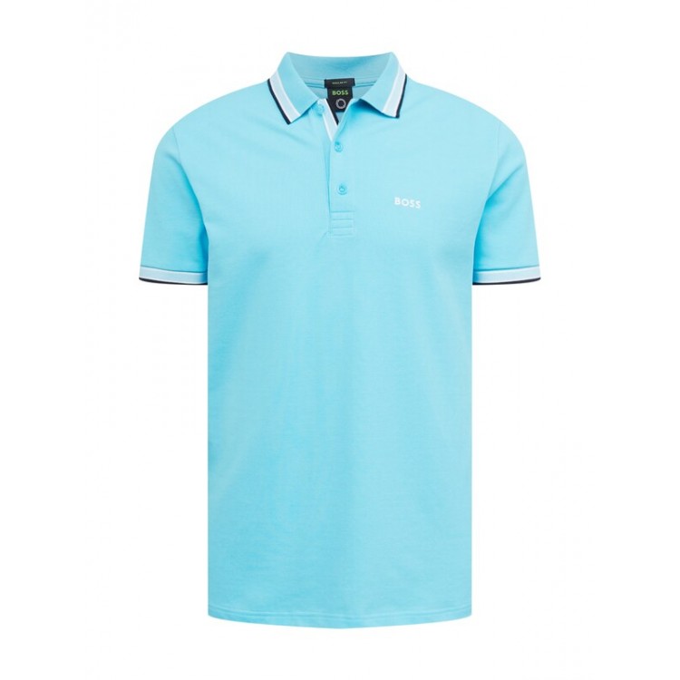 Men T-shirts | BOSS ATHLEISURE Shirt 'Paddy Curved' in Aqua - RE35637