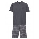 Men Underwear | SCHIESSER Short Pajamas in Anthracite, Light Grey - LD22548